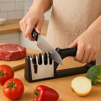 Aiguiseur couteau Agirol viande tomate brocoli